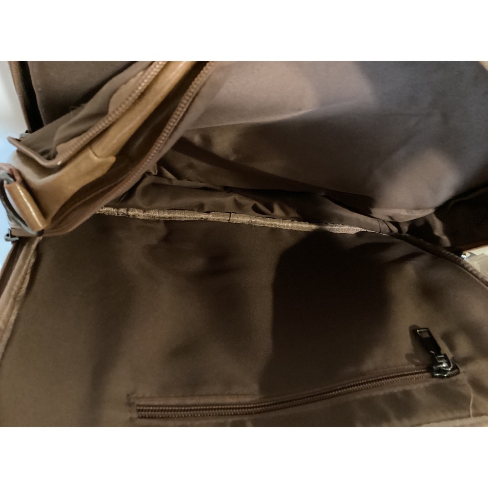 Ekphero Brown Faux Leather Briefcase Messenger Bag Laptop Bag with Strap - Picture 3 of 12